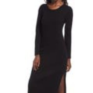 𝅺WAYF Black Hollie Bodycon Long Sleeves Knit Sweater Midi Dress Size Small NWT